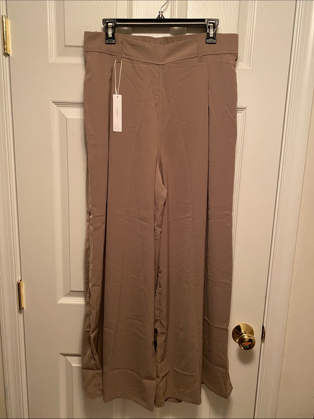 Ododos High-Rise Wide-Leg Pull On Pants in Taupe…size L